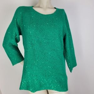 Anne Klein XL green sequin sweater